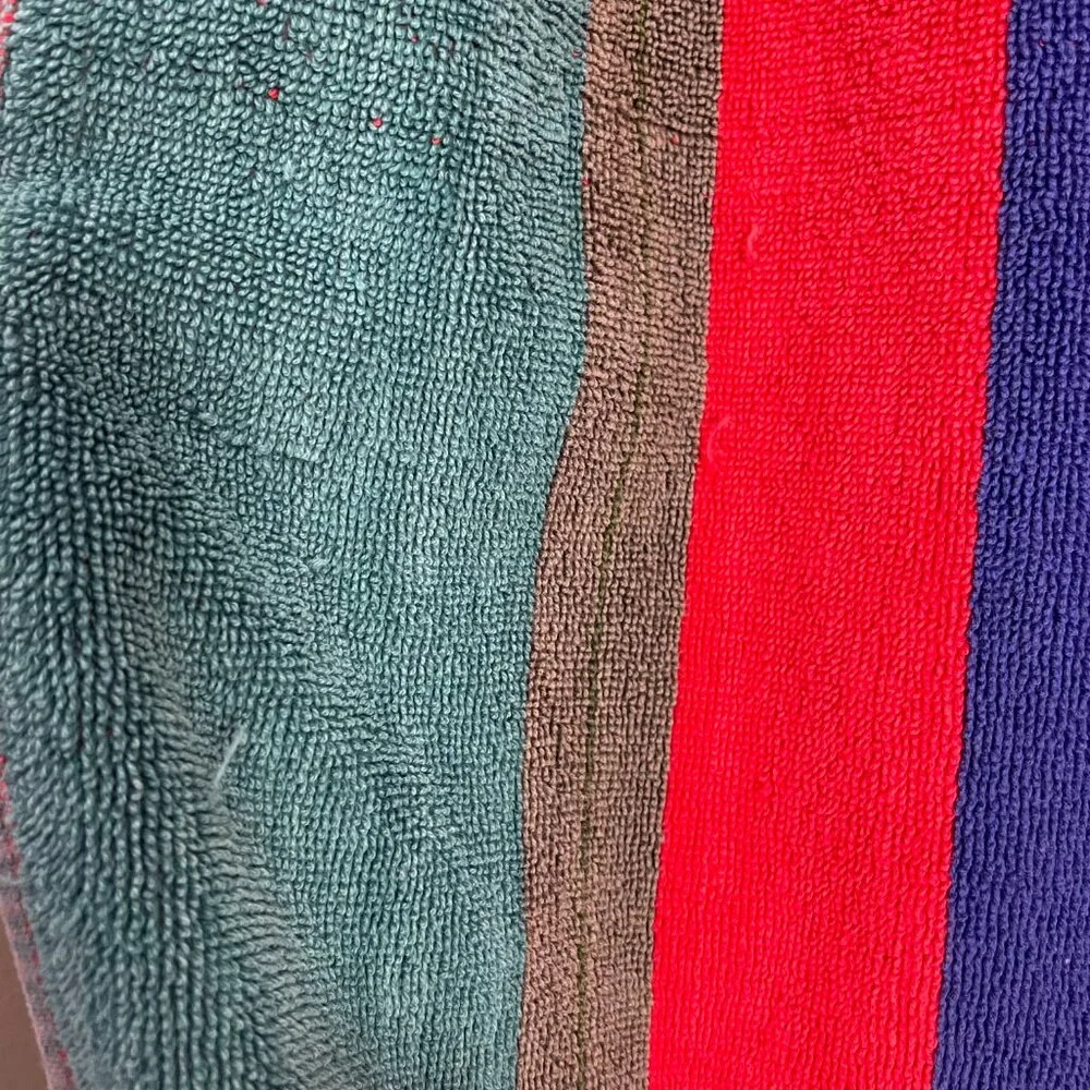 Vintage 90s Beach Towel Cecil Saydah Company Stripes FLAWS Cotton‎ Retro